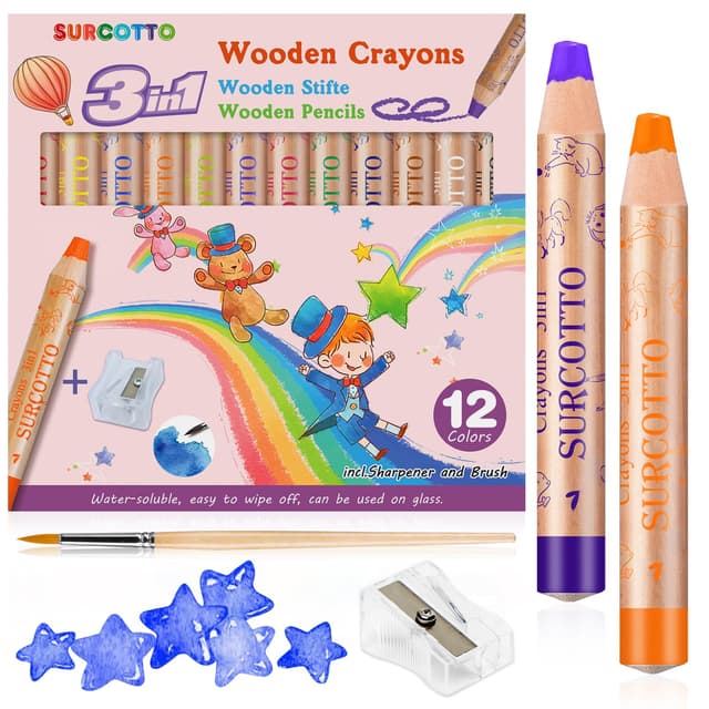 Surcotto 3-in-1 Buntstifte Kinder - Wasserlöslich - 12er Pack