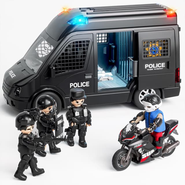 Polizeiauto Spielzeug für Kinder – Reibungsbetriebener LKW mit Licht und Ton