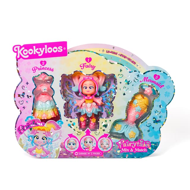 KOOKYLOOS Fairytale Mix & Match Rainbow - 3-in-1 Fantasy-Puppe 🌈👸🧜‍♀️🧚