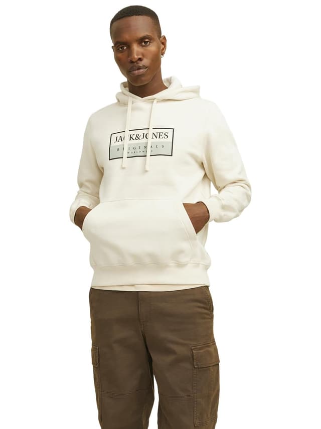 🔥SALE🔥 JACK & JONES Herren Kapuzenpullover Logo S Antique White