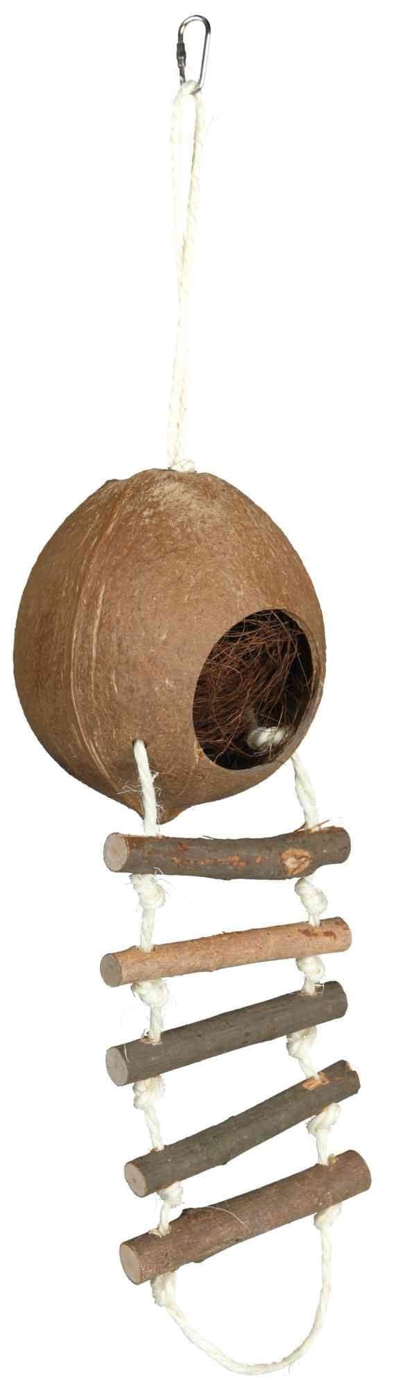 🌴🏠 TRIXIE TX-62103 Kokosnuss Haus Doppel 13 cm L 10 x B 10 x H 55 cm 🌴🏠
