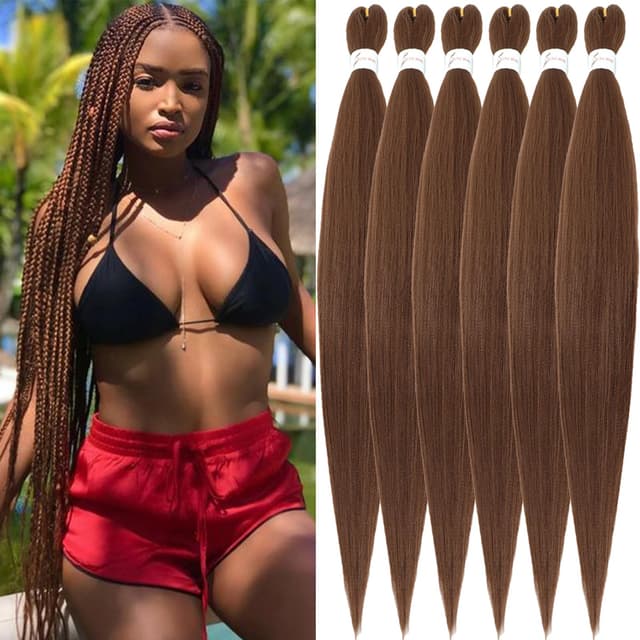 🌟 Xusuperb 30 Zoll Lange Pre Stretched Braiding Haare Brown Colour 30# Auburn Easy Braids Extensions Braun Kanekalon Kunsthaar zum Einflechten 6 Packungen 🌟