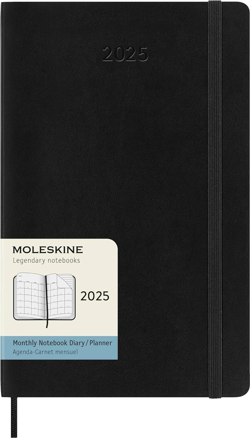 📅 Moleskine Monatsplaner 2025 Großes Format Schwarz 13x21 cm 📔