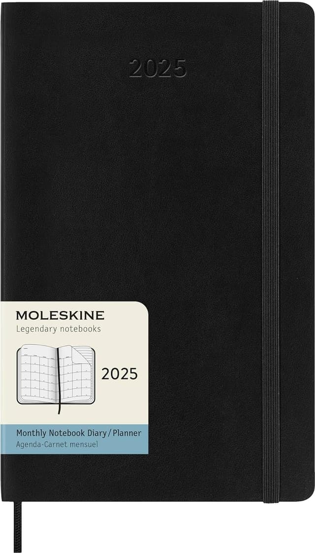 📅 Moleskine Monatsplaner 2025 Großes Format Schwarz 13x21 cm 📔