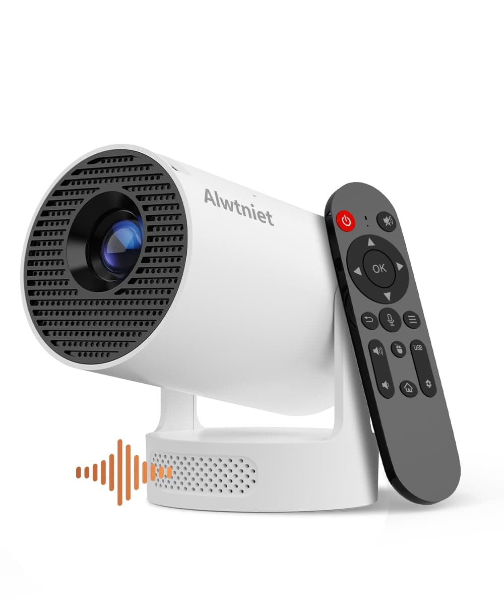 🎥🌟 Alwtniet Mini Projektor: 4K, Wi-Fi 6, Bluetooth 5.4, 180° drehbar!