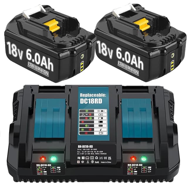 2X 18V 6.0Ah 1860B Ersatzakku mit LED Werkzeugakku Akku+Ladegerät AKKU 🛠️🔋