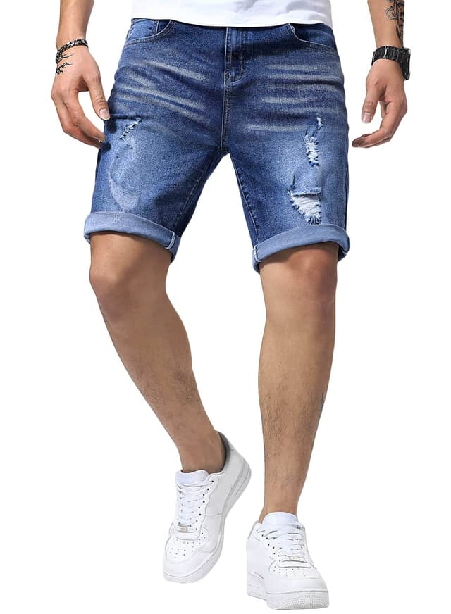 Meilicloth Jeans Shorts Herren Sommer Denim Western Casual A Navy Blau XL 👖🌞