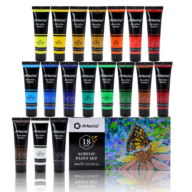 Artecho Acrylfarben Set 18 x 36 ml 🎨🖌️ | Acrylic Paint Set