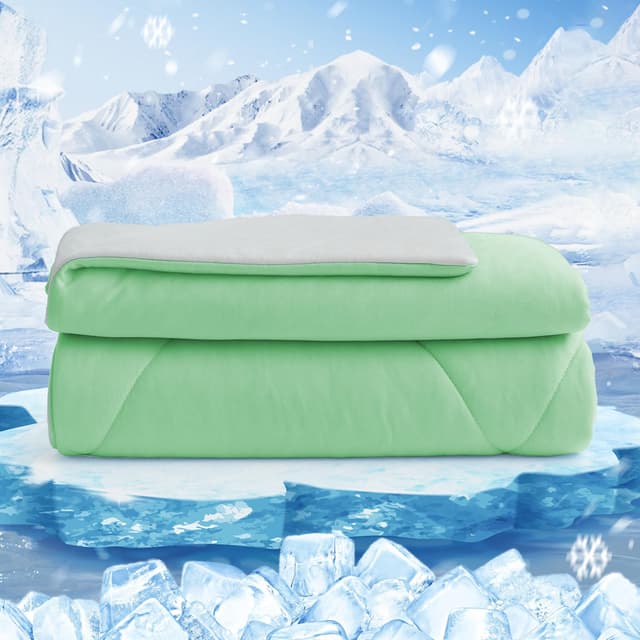 HOMFINE Kühldecke Doppelseitig Kühlende Decke - Leichte Kühldecke für Menschen Q-Max > 0,4 Sommerdecke Kühlend Selbstkühlende Decke Sommer Decke Cooling Blanket für Bett, Grün, 150 x 230 cm