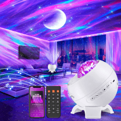 COOLNIGHT Sternenhimmel Projektor Kinder, 180-Lichtmodi Aurora Lampe Galaxy Projector, 15 White Noise Sternenhimmel Projektor Erwachsene Nordlicht Projektor Galaxy,Bluetooth Sternenprojektor Night Sky Weiß