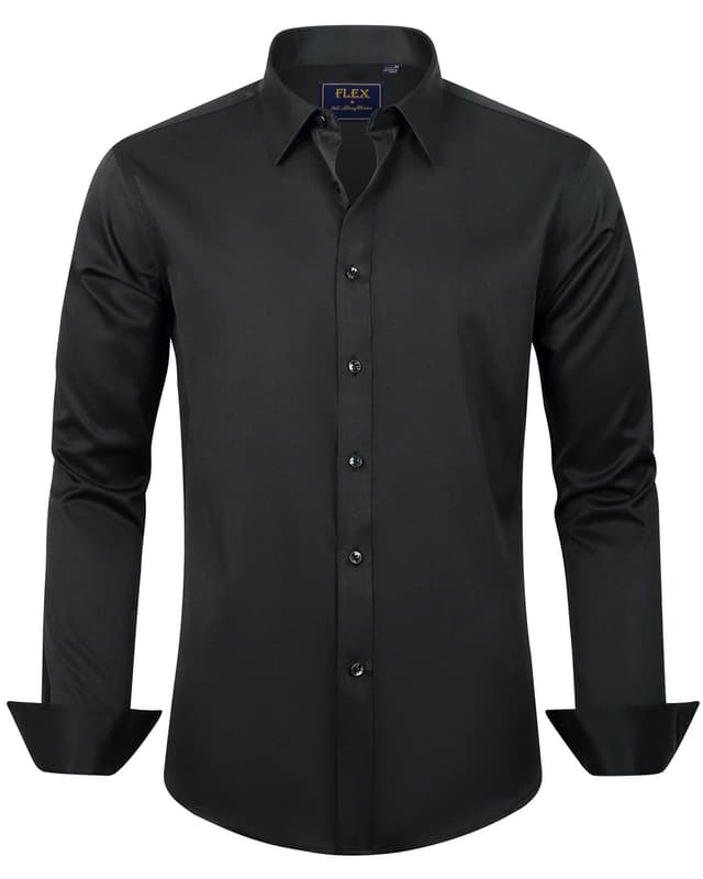 J.VER Herren Hemd Unifarben Stretch Langarm Männer Hemden Regular Fit 5XL Schwarz 😎👔