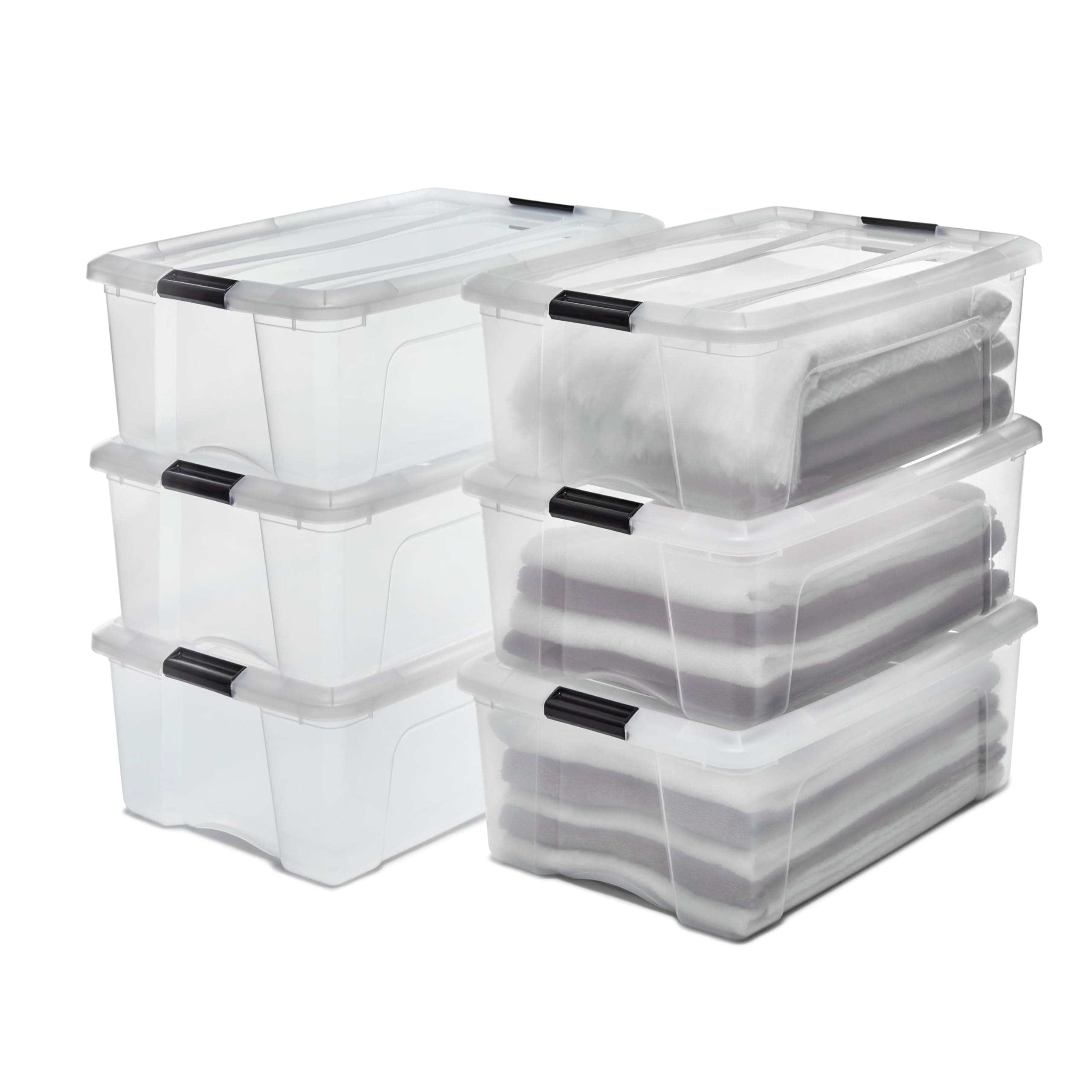 📦🔒 Iris Ohyama Aufbewahrungsboxen mit Deckel, 30L, 6er-Set, Transparent 🏡✨
