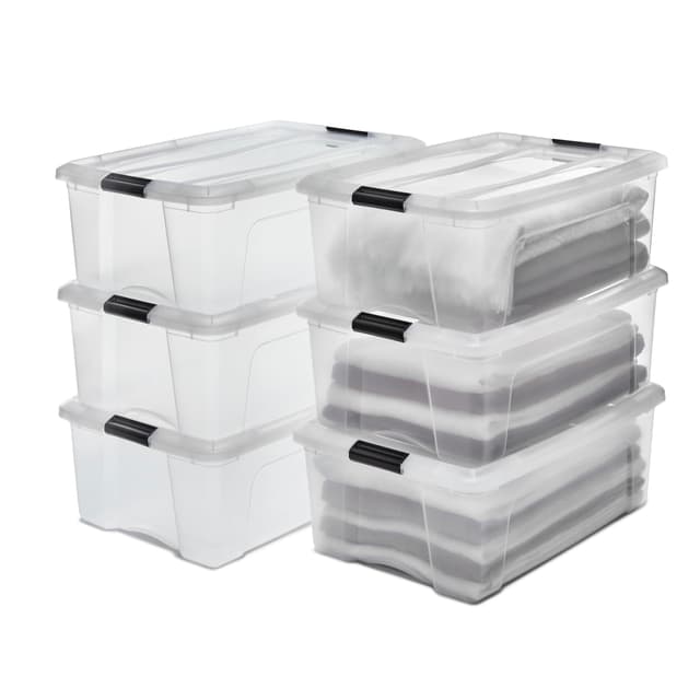📦🔒 Iris Ohyama Aufbewahrungsboxen mit Deckel, 30L, 6er-Set, Transparent 🏡✨