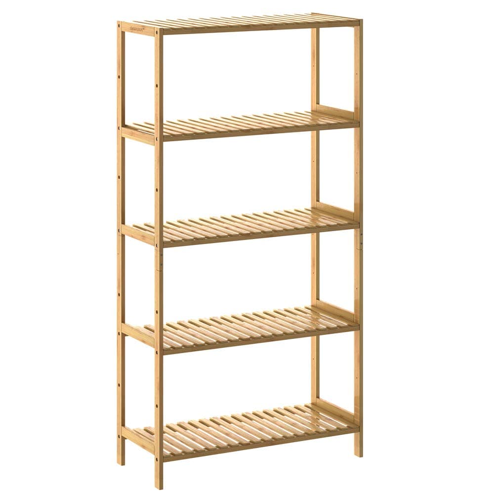Casaria® Badregal Standregal Bambus 5 Böden 60x26x130cm 🌿 Hochwertiges Holzregal für Zuhause 📚🍽️🛁