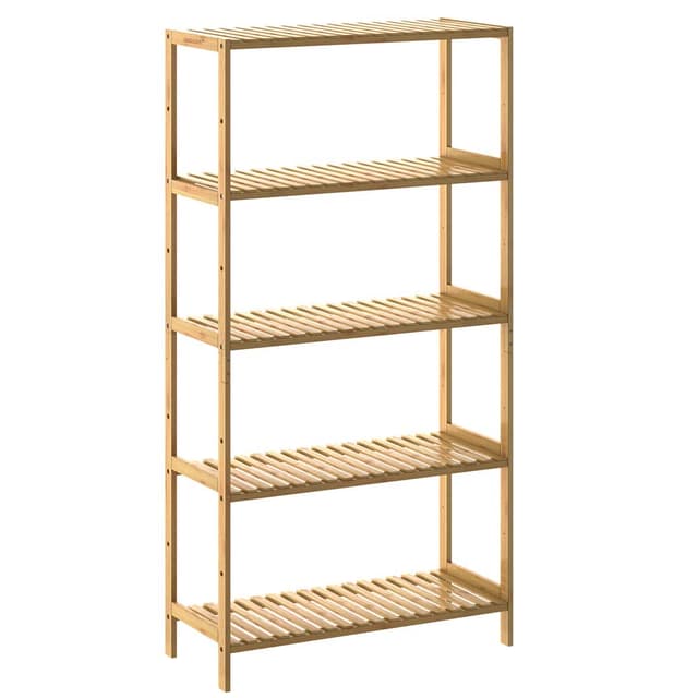 Casaria® Badregal Standregal Bambus 5 Böden 60x26x130cm 🌿 Hochwertiges Holzregal für Zuhause 📚🍽️🛁