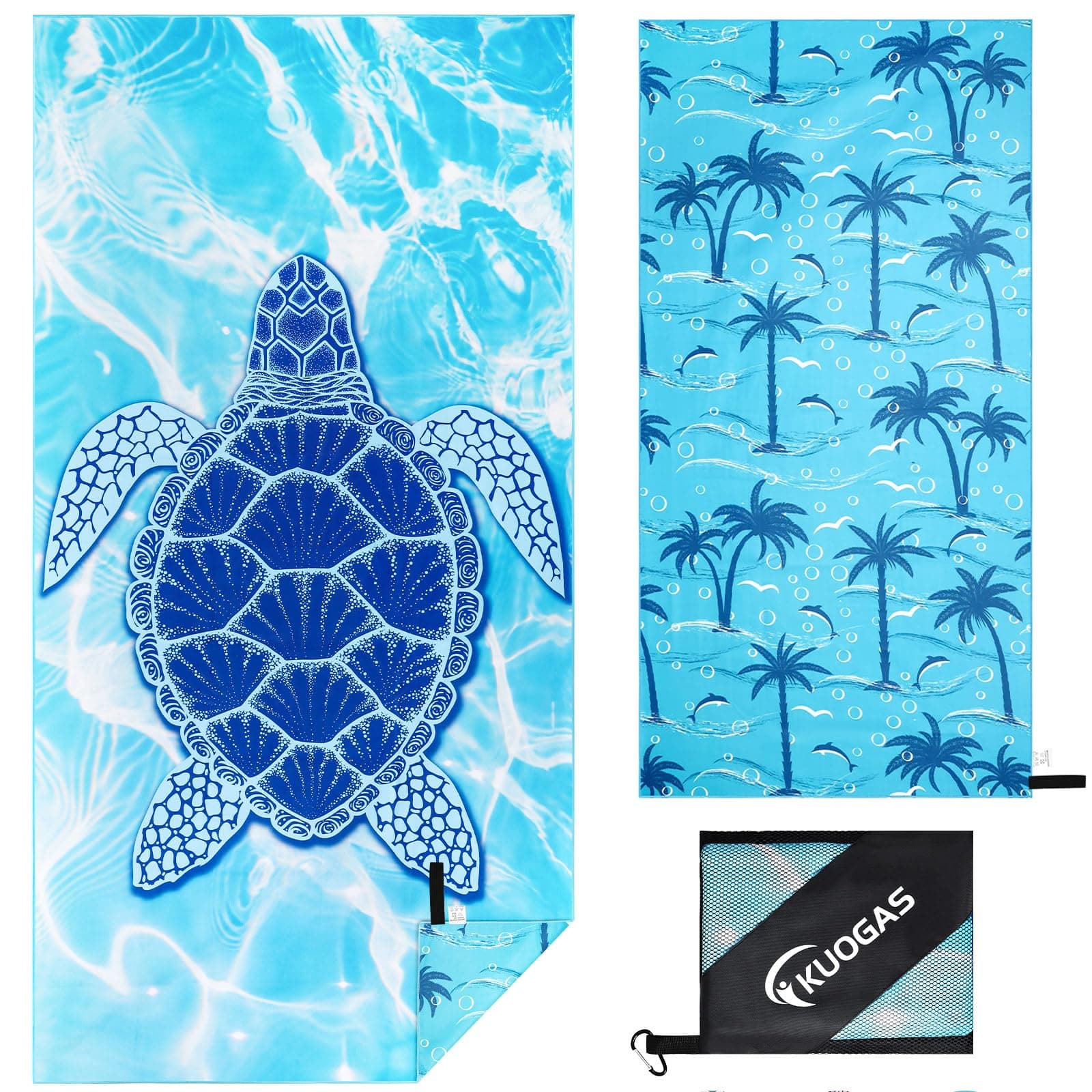 KUOGAS Strandtuch XXL 200×100 cm,Groß Schnelltrocknendes Mikrofaser Handtuch, Sandfrei Badetuch,Stranddecke Damen strandhandtuch 200x100CM Blaue Meeresschildkröte - Angebot