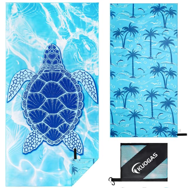 KUOGAS Strandtuch XXL 200×100 cm,Groß Schnelltrocknendes Mikrofaser Handtuch, Sandfrei Badetuch,Stranddecke Damen strandhandtuch 200x100CM Blaue Meeresschildkröte - Angebot