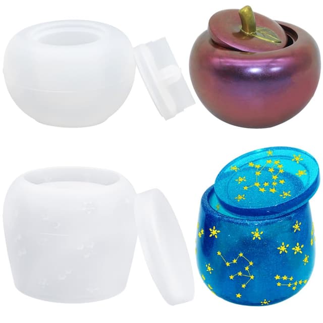 🌟 AFUNTA Harzglasform mit Deckel, Obstharz, Ornamente, Sternbild, Epoxidharz-Formen für Aufbewahrungsflasche, Kerzenhalter, Süßigkeitenbehälter, 2 Stück 🌟