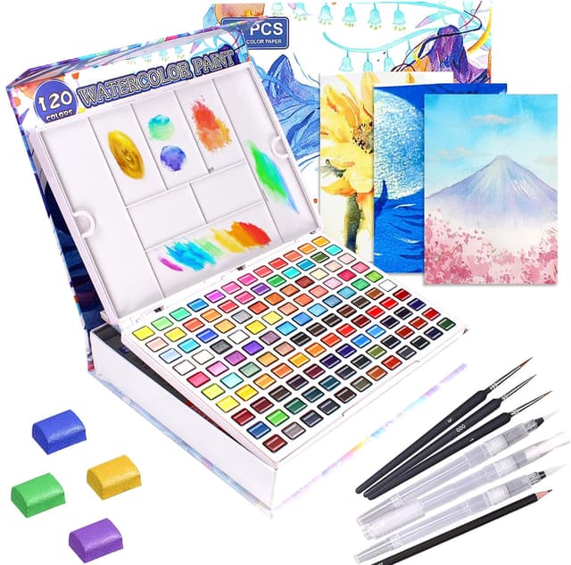 🎨 Gunsamg 120 Professionelles Aquarellfarben Set - 120 lebendige Farben!