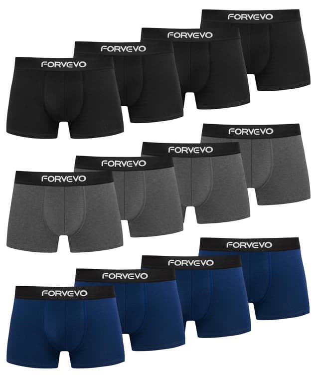 🩳 FORVEVO 12er Pack Boxershorts Herren Baumwolle Unterhosen Männer Unterwäsche Retroshorts - Atmungsaktive (Gr. S - 4XL) L Mehrfarbig 01