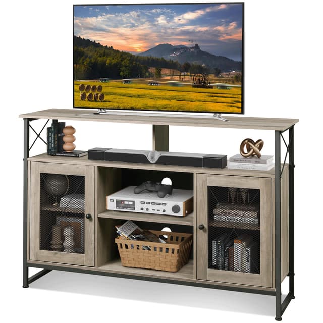 📺🌟 WLIVE TV Schrank für Fernseher bis zu 55 Zoll, Graue Eiche 🌟📺