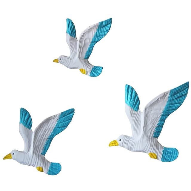 Maritime Dekoration Wand - 3er Set Strand Deko Holz 🌊🐦