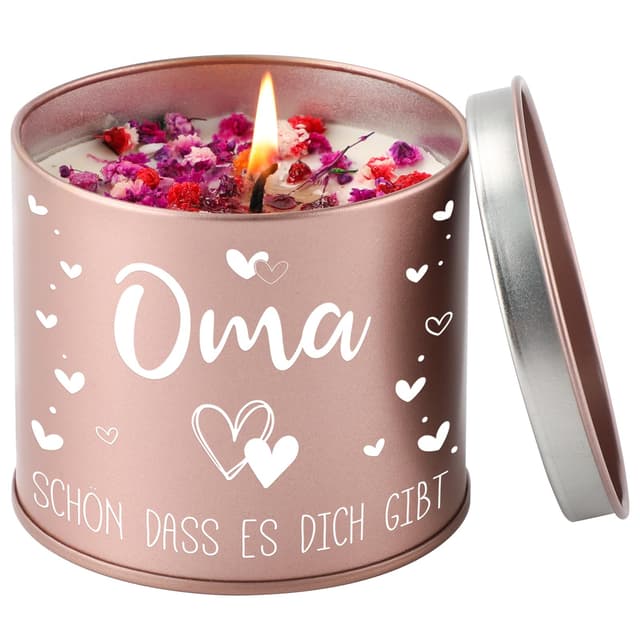 🎁 PRSTENLY Oma Geschenk: 9OZ Stumpenkerzen Mit Spruch - OMA, SCHÖN DASS ES DICH GIBT