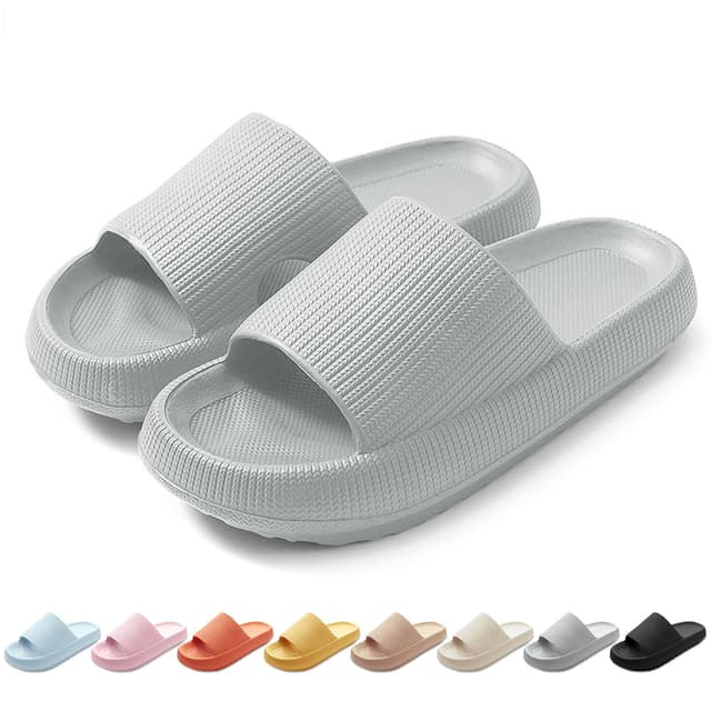 HEOAARG Badelatschen Herren Damen 🌥️ Original Badeschuhe Wolke Badeschlappen Rutschfest Schlappen Wolkenschuhe Weich Cozislides Slippers Flip Flops Innen & Außen Grau 42/43 EU - 5 AUFRÜSTUNGEN