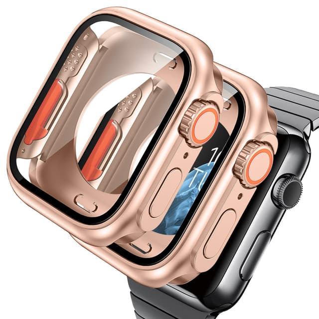 AOKUTDA 2-Stück Hülle für Apple Watch 9/8/7 45mm 🌟 - Rose Gold