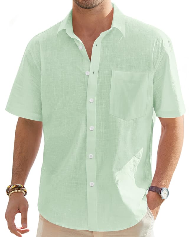 J.VER Leinenhemd Herren Hemd Kurzarm Leinenshirt Freizeithemd 🌞👔