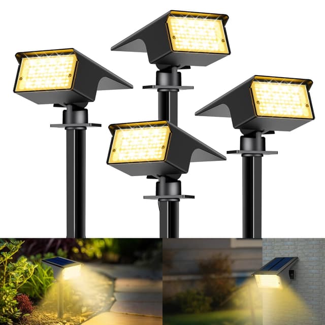 🌞🌳 Kolpop 4 Stück/ 77 LEDs Solarstrahler für Außen Garten 3000K Warmweiß