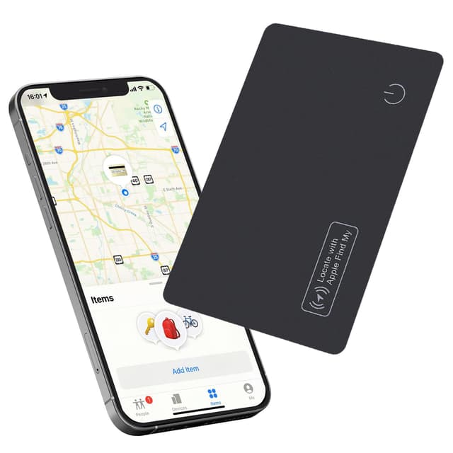 🔍 Reyke Dünne Geldbörsen-Tracker-Karte | Apple Find My kompatibel | Schwarz