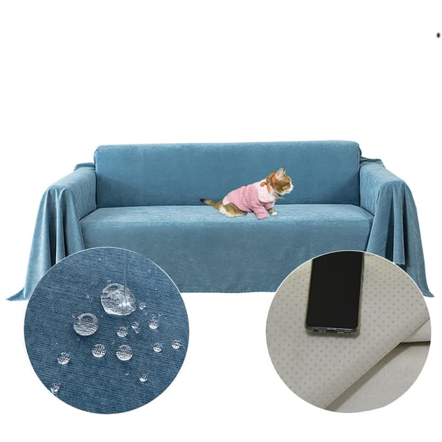 PEXXSUII Sofaüberwürfe Abdeckung wasserdichte Sofadecke 380 x 180cm Blau L:380 x W:180 cm 🛋️