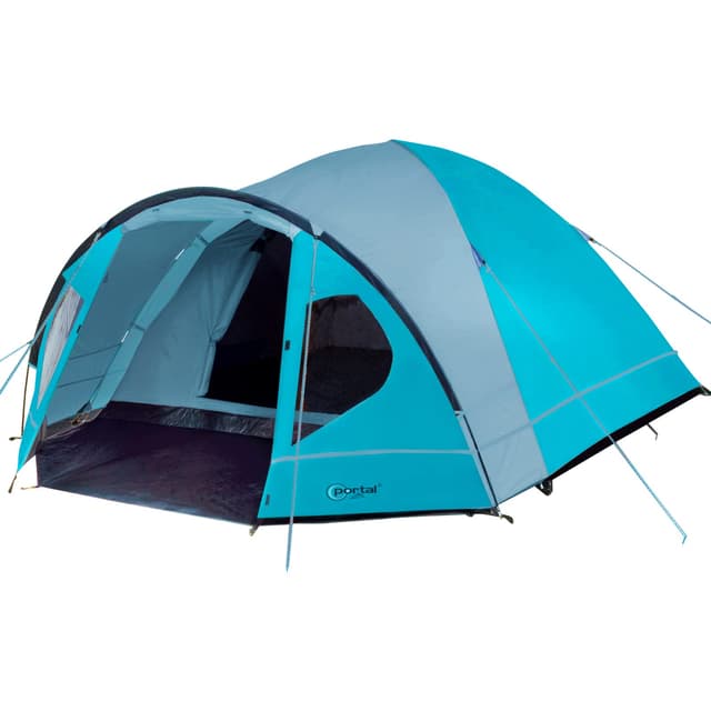 🏕️ Portal Zelt 3-4 Personen Camping wasserdicht 4000mm Kuppelzelt mit Vorzelt blau