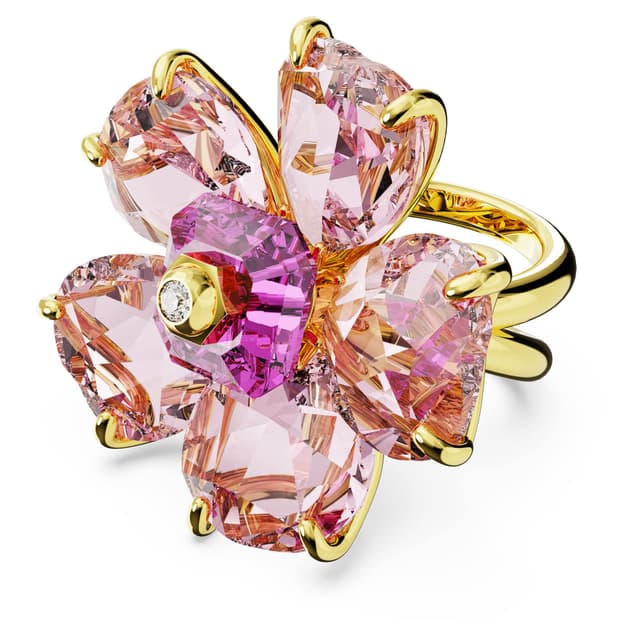 Swarovski Florere Cocktailring 🌸 Rosa Kristalle 💍 Goldlegierung 52