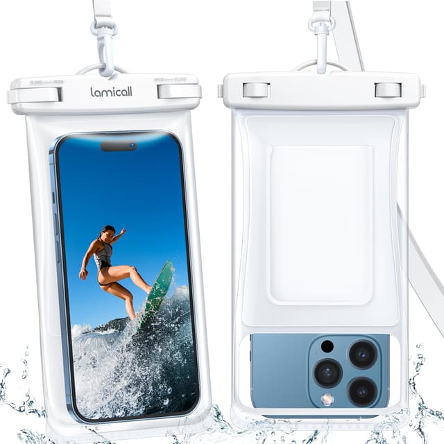 📱🌊 Lamicall Wasserdichte Handyhülle - 2 Stück Unterwasser Hülle [2025 Airbag Design] für iPhone, Samsung, Smartphone bis zu 7 Zoll