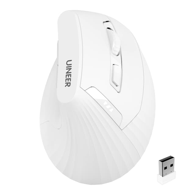 🖱️ Uineer Vertikale Maus kabellos: Ergonomische Maus mit 4-Stufen DPI | Weiß