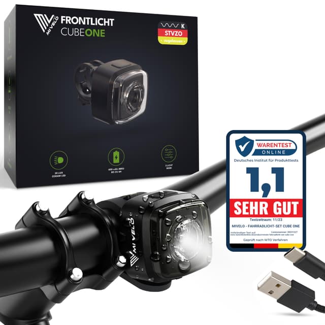 🚴‍♂️🔦 MiVelo Cube Fahrradlicht Set - StVZO zugelassen & 100% wasserdicht