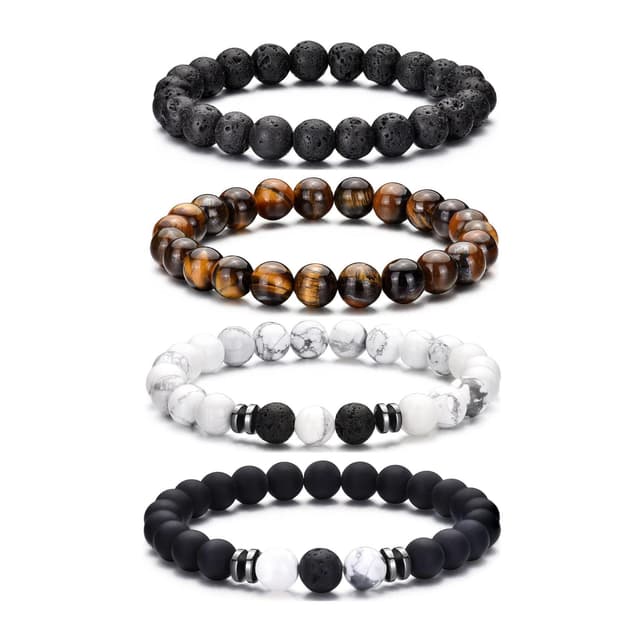 MOROTOLE Herren Armband Set mit Tigerauge und Lavastein 🦁