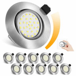 🌟 Lichtlord Dimmbare LED Einbaustrahler 10er Set - 25mm Ultradünn Flach Spot - Einbauleuchte 5W Ersatz 70W - IP44 Deckenleuchte - Silber 6000K