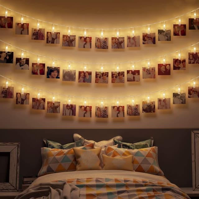 Angebot: B.K.Licht - 5m LED Foto Lichterkette mit batteriebetrieb (exkl.), 40 Clips ✨