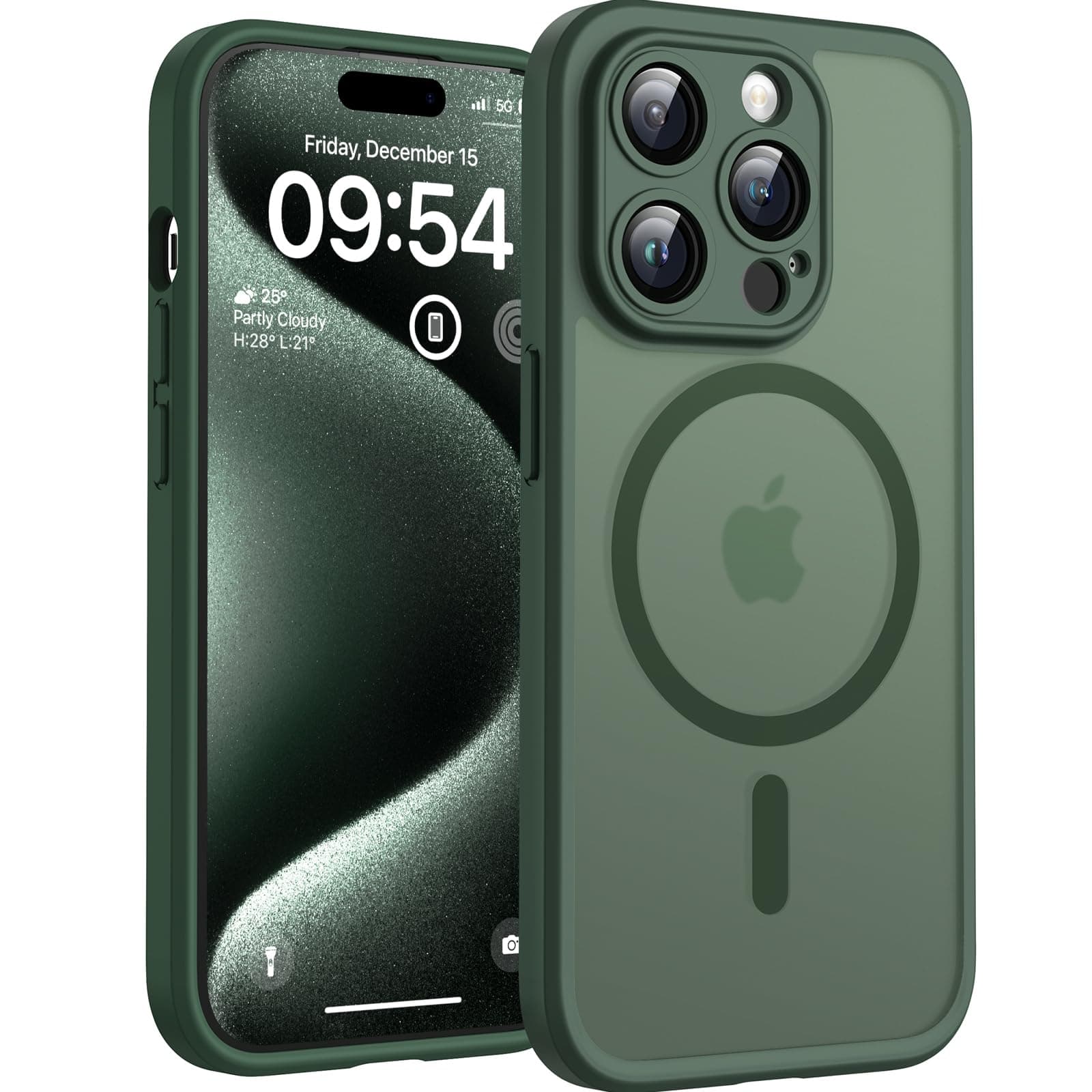 📱 TOCOL iPhone 15 Pro Hülle für Magsafe - Alpengrün 🌿
