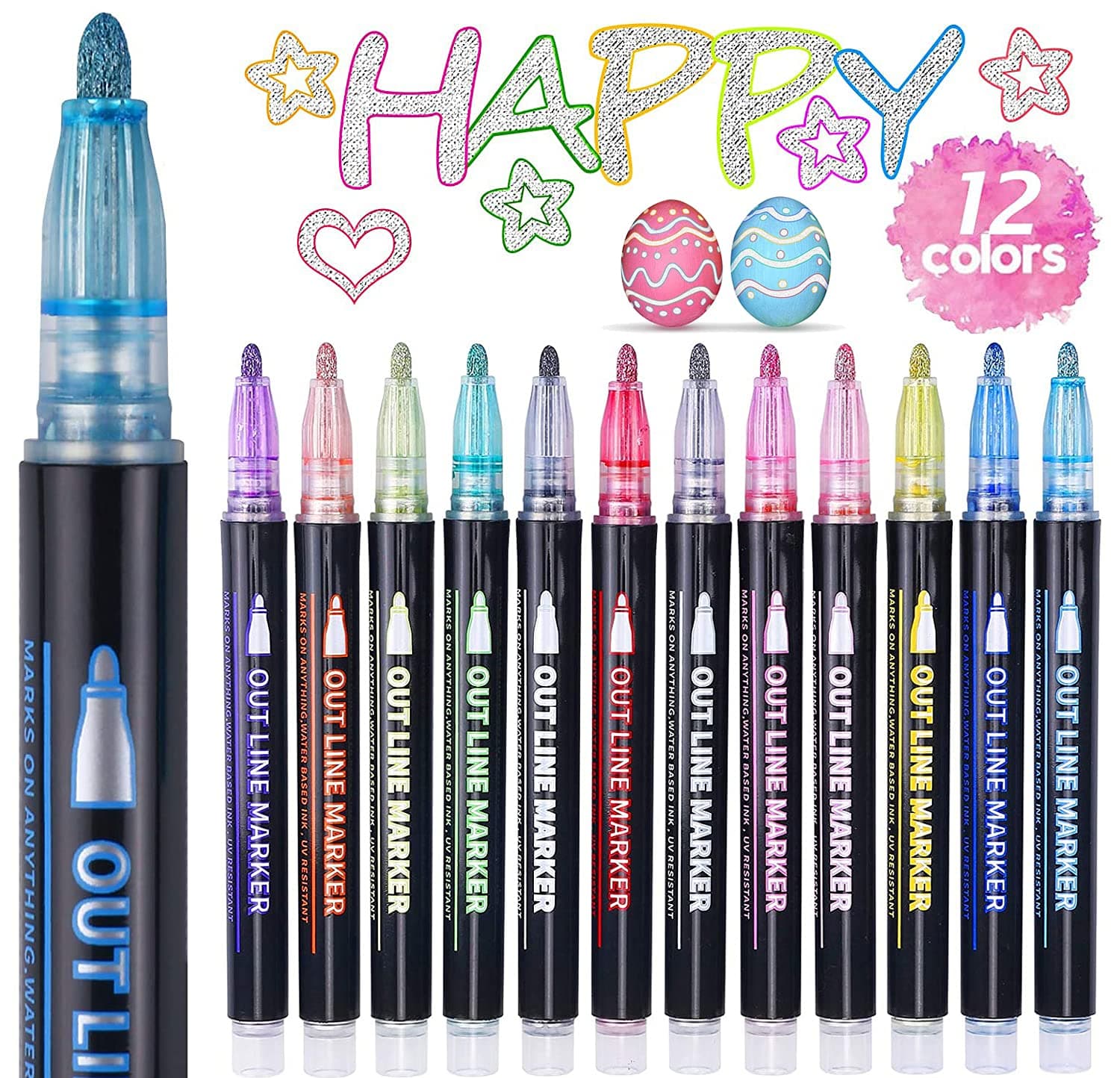 ECtury Einschulung Mädchen Glitzerstifte Magische Stifte 12er Pack