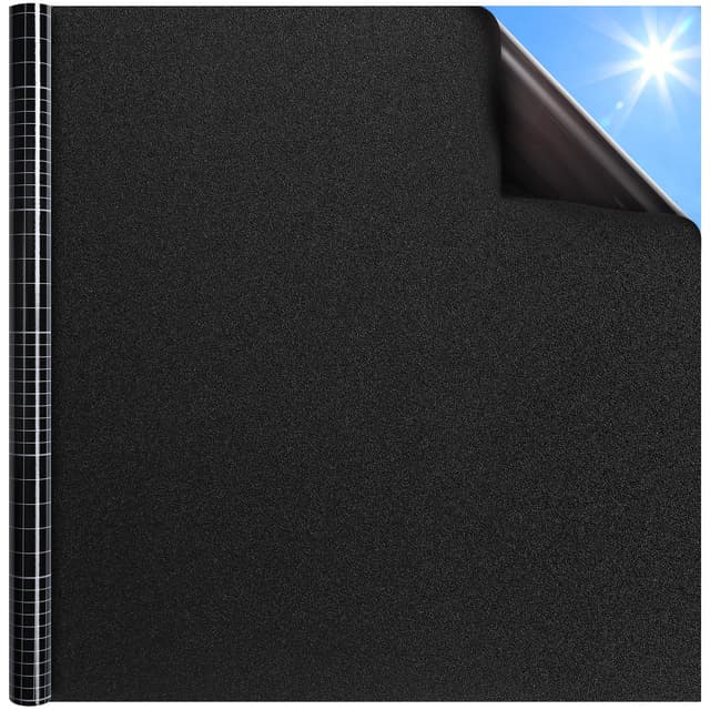 🌞🌙 DOWELL Verdunklungsfolie für Fenster 60x400cm Schwarz - Blickdicht & Selbstklebend 🌞🌙