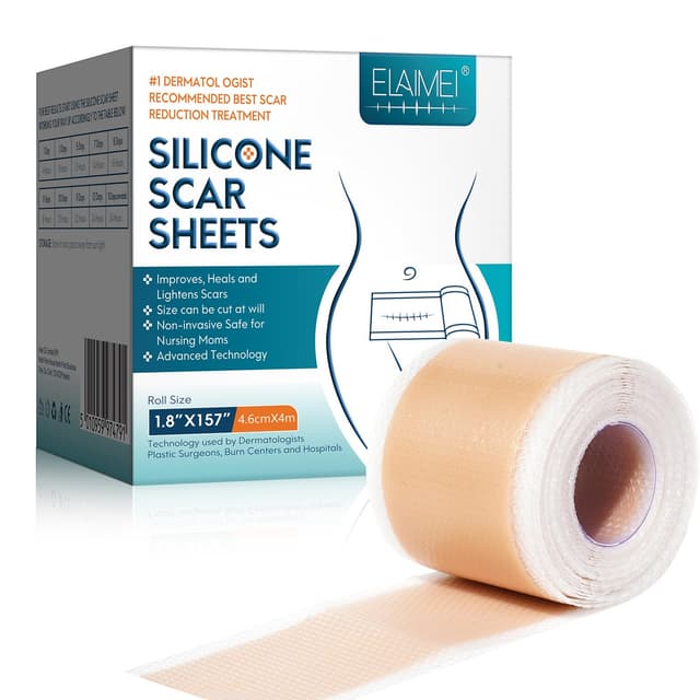 Silikonpflaster für Narben(1.8''x157'' Rolle) 🩹 Silicone Scar Tape 🩹 Silikon Narbenpflaster Wiederverwendbar