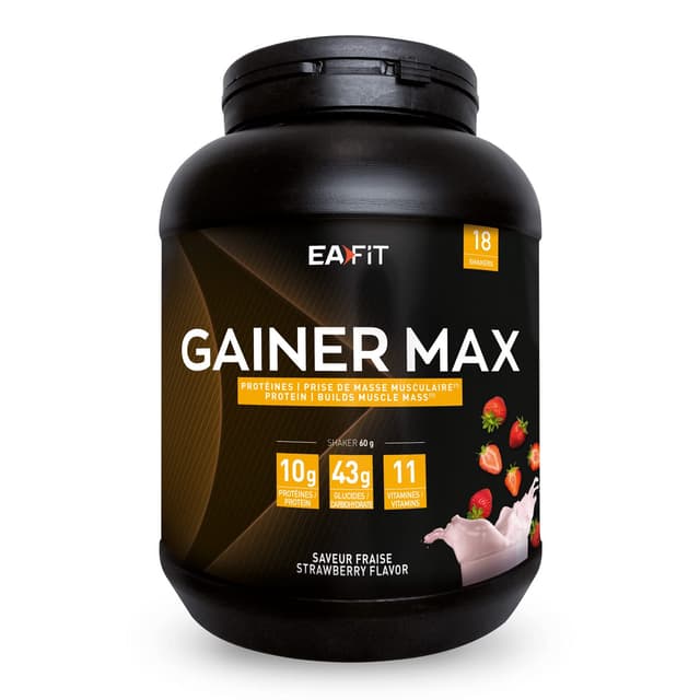 Gainer Max 1,1kg Erdbeere Muskelaufbauprotein Whey + Ei Angebot