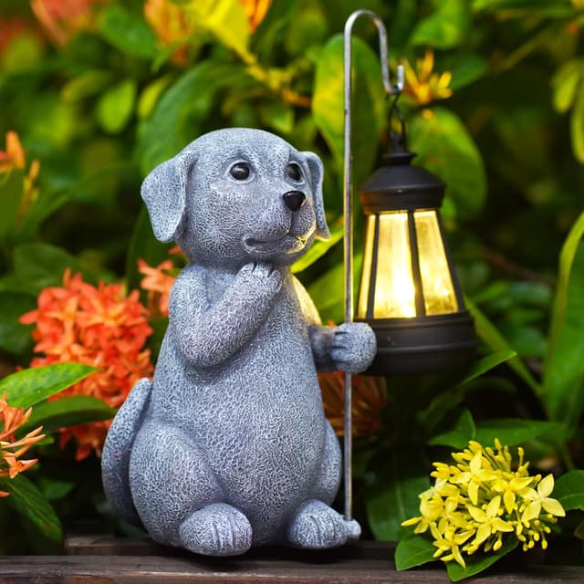 Niedliche Hund Figur mit Solarlampen Gartendeko 🐶🌞
