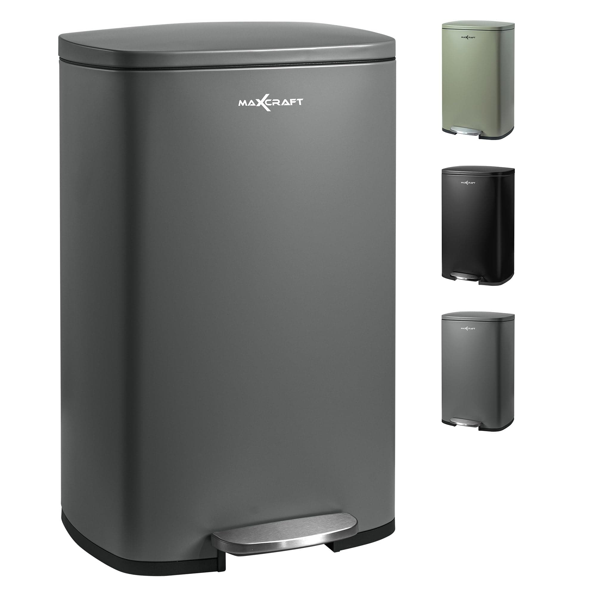 🌟 MAXCRAFT Mülleimer 50 Liter aus Stahl Treteimer Abfalleimer 🌟