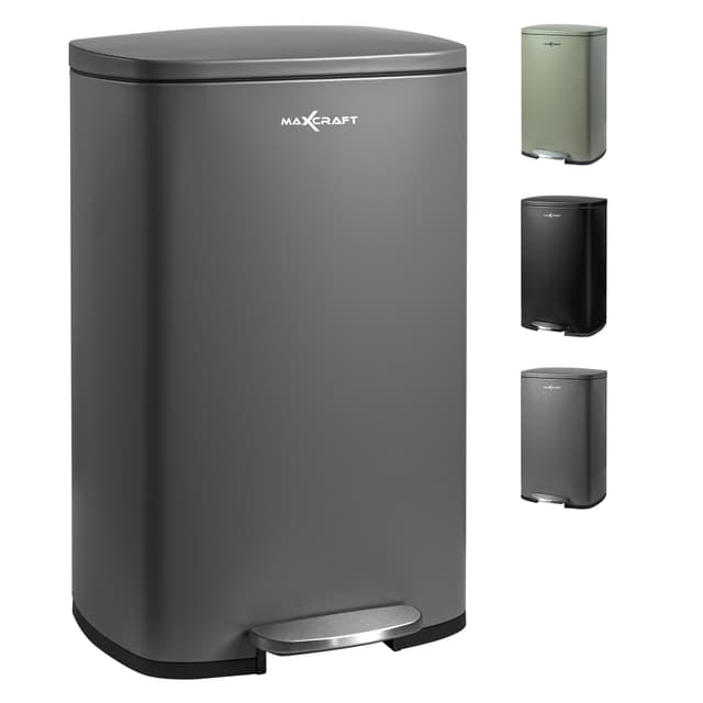 🌟 MAXCRAFT Mülleimer 50 Liter aus Stahl Treteimer Abfalleimer 🌟