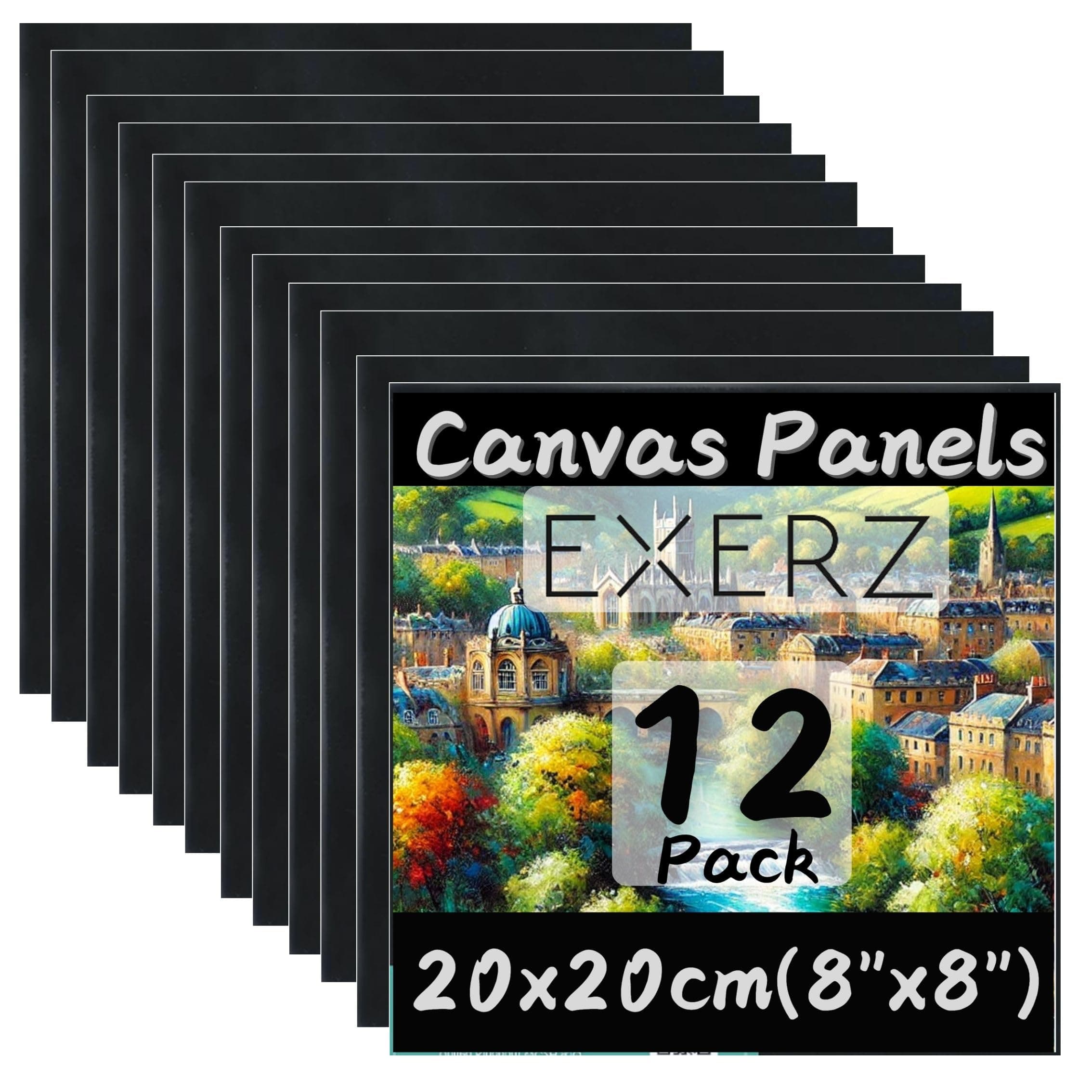 Exerz Schwarze Leinwand 20x20cm, 12er-Set Malkarton